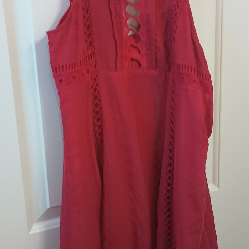 Vibrant Red Lace Dress